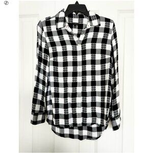 Talbots Black & White Buffalo Plaid Shirt